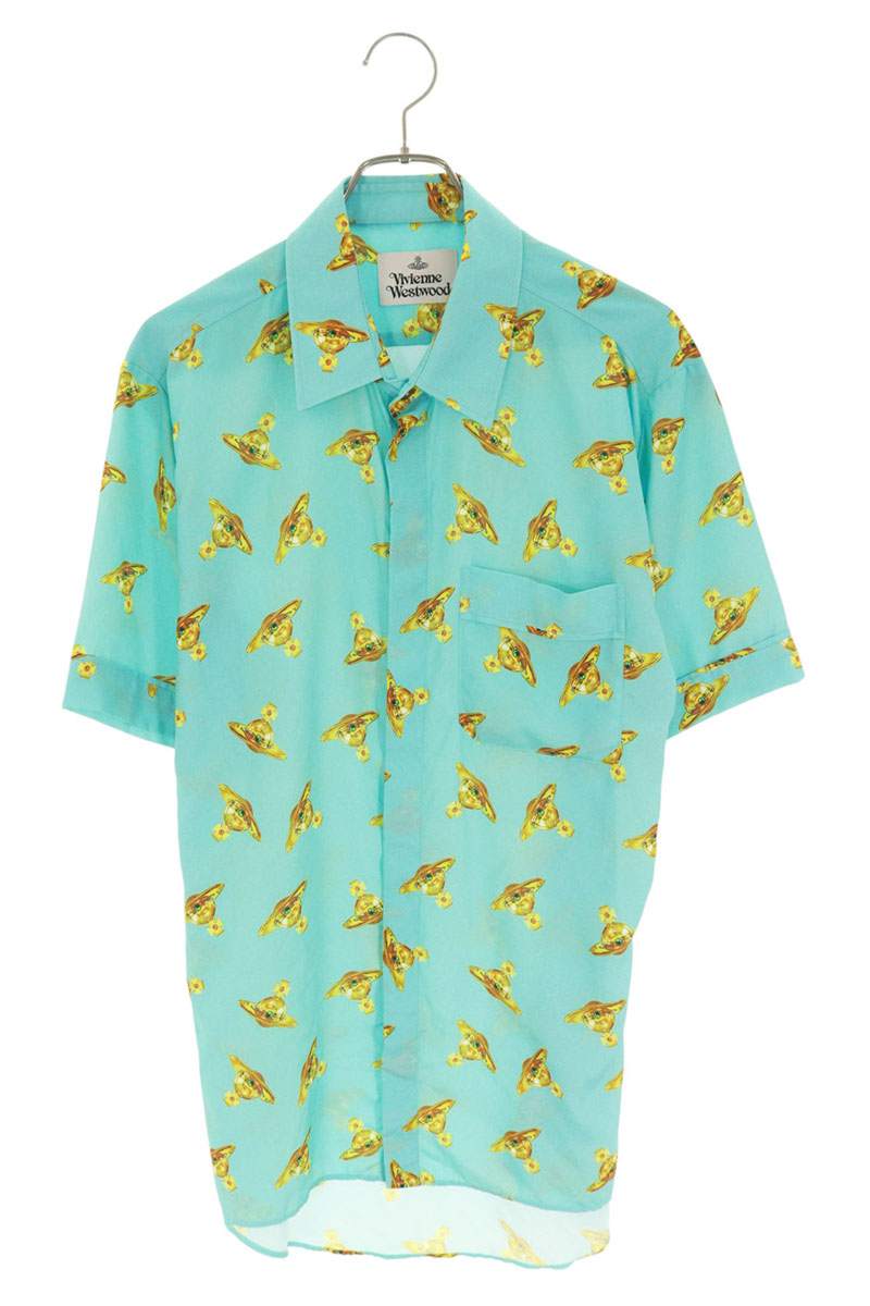 ヴィヴィアンウエストウッド Vivienne Westwood サイズ:52 オーブ総柄半袖シャツ(ライトブルー調)【102152】【BS99】【メンズ】【レデ...