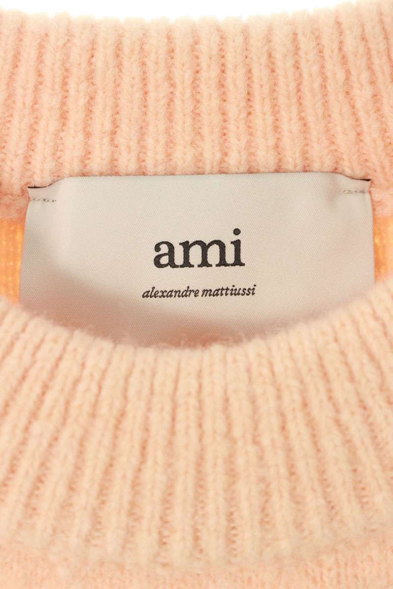 アミアレクサンドルマテュッシ AMI Alexandre Mattiussi　サイズ:S 25AW UKS836 ハートA刺繍クルーネックニット(ピンク)【021152】【SB01】【メンズ】【新古品】bb78#rinkan*N