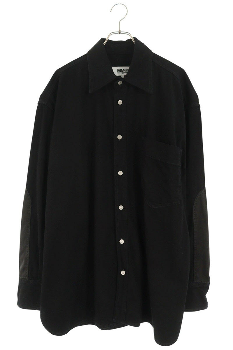 エムエムシックス MM6 サイズ:S 23SS S52DL0225 オーバーサイズデニム長袖シャツ(ブラック)【621152】【BS99】【メンズ】【中古】bb...