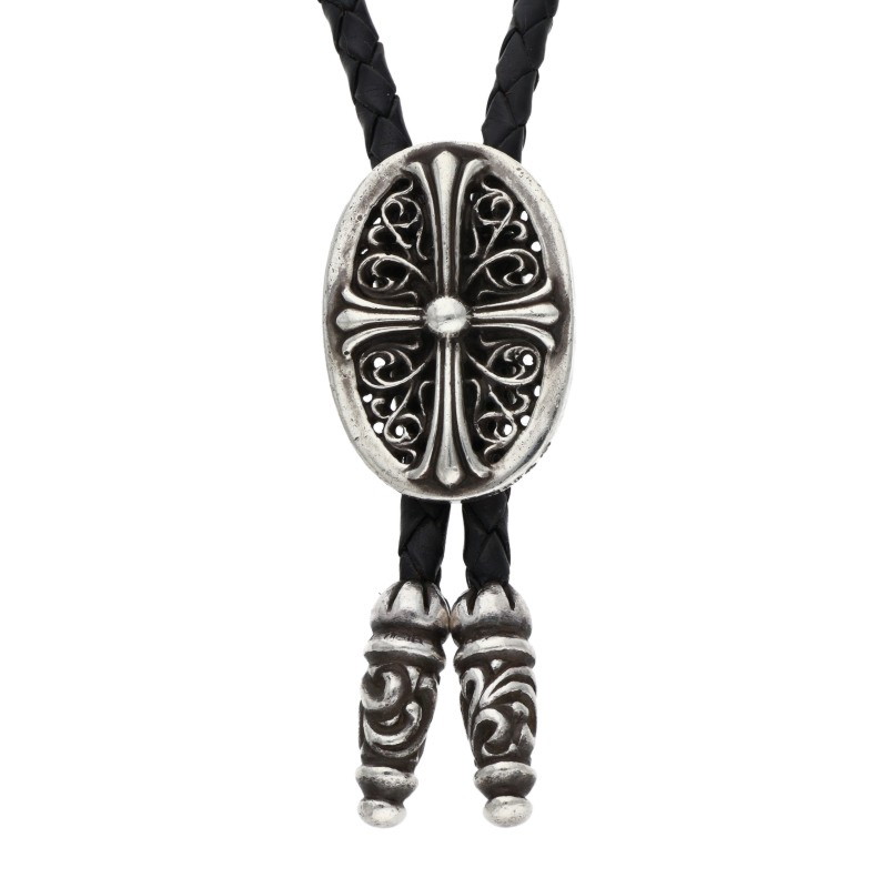 クロムハーツ Chrome Hearts　 BOLOTIE OVALTINY タイニークラシックループタイ レザーネックレス(シル..