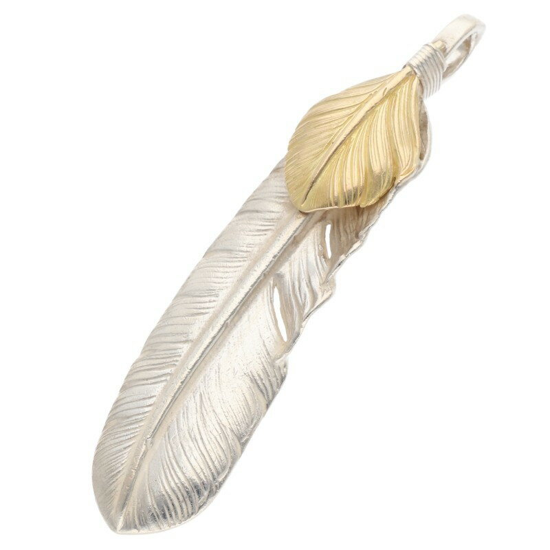 ゴローズ goro's サイズ:特大 上金特大フェザー 左向き ネックレストップ(シルバー×ゴールド 13.37g)【321152】【OS06】【小物】【中古】bb214#rinkan*B