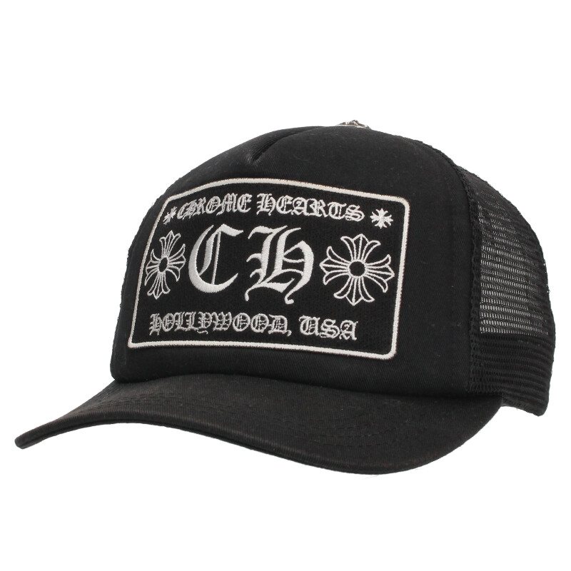 クロムハーツ Chrome Hearts　サイズ:ONE SIZE CHパッチクロスボールメッシュキャップ(ブラック×シルバー)【121152】【SS07】【小物】【中古】bb187#rinkan*B(4)