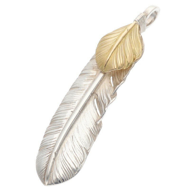 ゴローズ goro's サイズ:特大 上金特大フェザー 左向き ネックレストップ(シルバー×ゴールド 12.79g)【321152】【OS06】【小物】【中古】bb417#rinkan*B