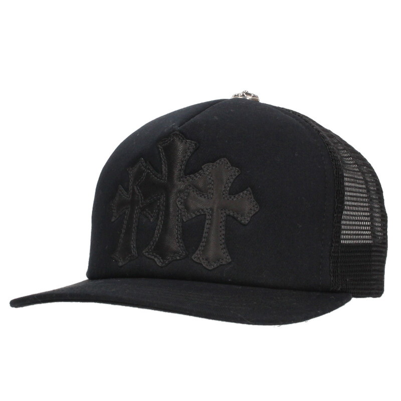 クロムハーツ Chrome Hearts TRUCKER CAP トラッカーキャップ 3セメタリーレザーパッチメッシュキャップ(ブラック)【321152】【S...