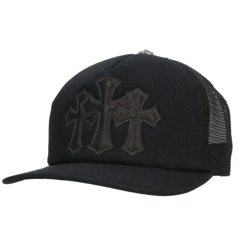 クロムハーツ Chrome Hearts TRUCKER CAP トラッカーキャップ 3セメタリーレザーパッチメッシュキャップ帽子(ブラック)【321152】...