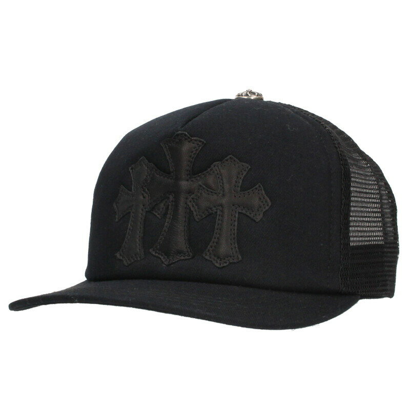 クロムハーツ Chrome Hearts TRUCKER CAP トラッカーキャップ 3セメタリーレザーパッチメッシュキャップ帽子(ブラック)【321152】...
