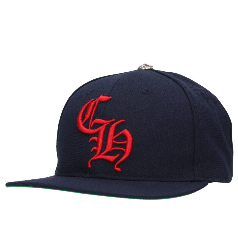クロムハーツ Chrome Hearts　 CH HAT CH刺繍ベースボールキャップ帽子(ネイビー×レッド×シルバー)【52..