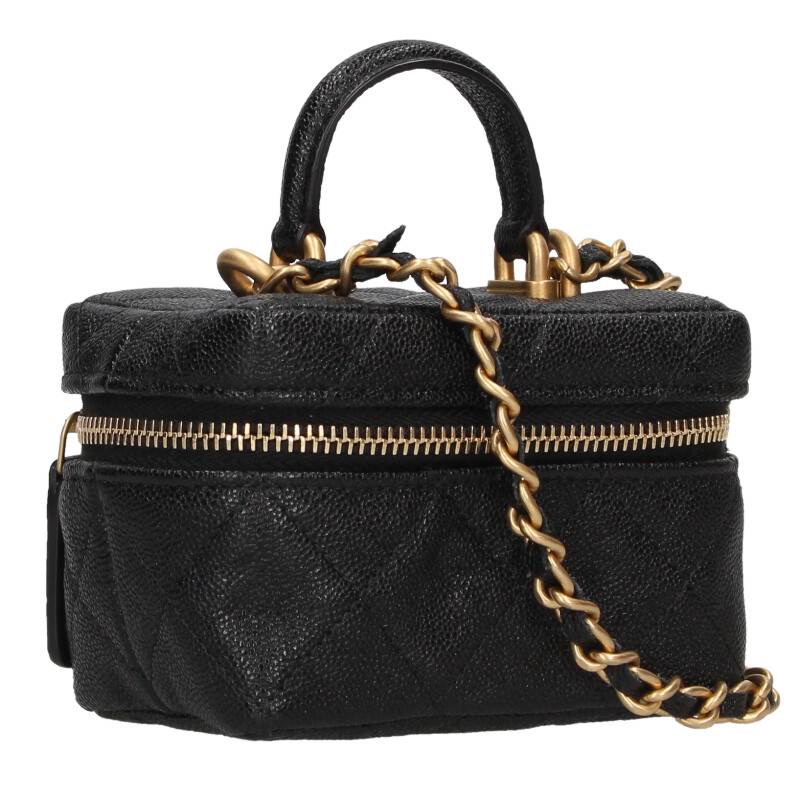 シャネル CHANEL　 ミニバニティ キャビアスキンチェーンショルダーバッグ(ブラック)【821152】【GZ14】【小物】【中古】bb459#rinkan*A(4)