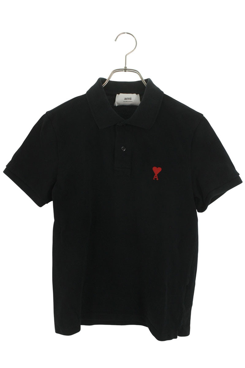 アミアレクサンドルマテュッシ AMI Alexandre Mattiussi サイズ:XS BFHPL001.760 ハートA刺繍半袖ポロシャツ(ブラック)【1...