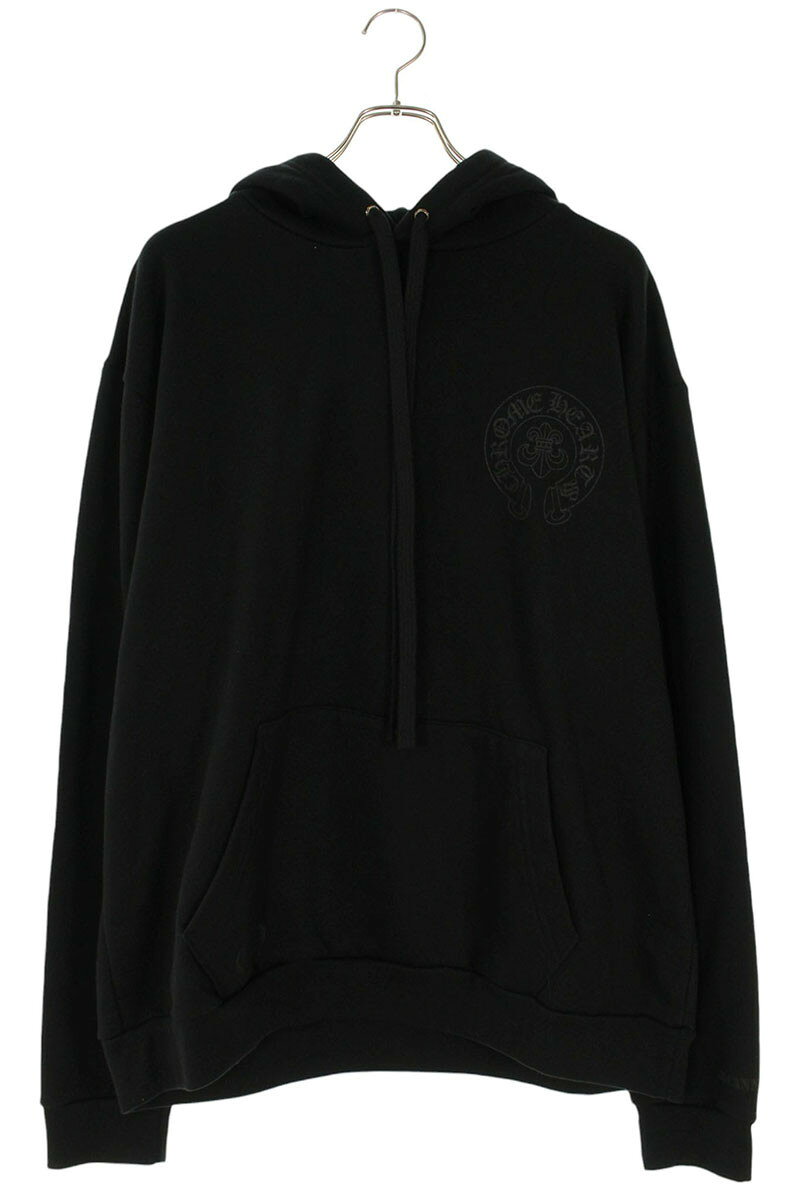 クロムハーツ Chrome Hearts　サイズ:L SWTSHRT PLVR LTD カンヌ限定バックホースシュープリントプルオーバーパーカー(ブラック)【102152】【SJ02】【メンズ】【中古】bb82#rinkan*B