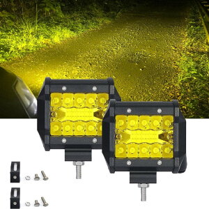 LED ワークライト 12V 24V 760W 3000K イエロー 黄 防水 フォグランプ 作業灯 デッキライト 投光器 前照灯 車幅灯 照明 トラック 2個