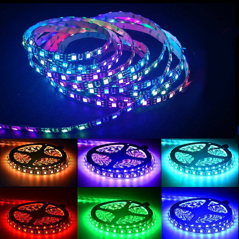 LEDテープ 12V 5M RGB 黒ベース 300連 SMD5050防水 調光 調色 リモコン操作 マルチ...