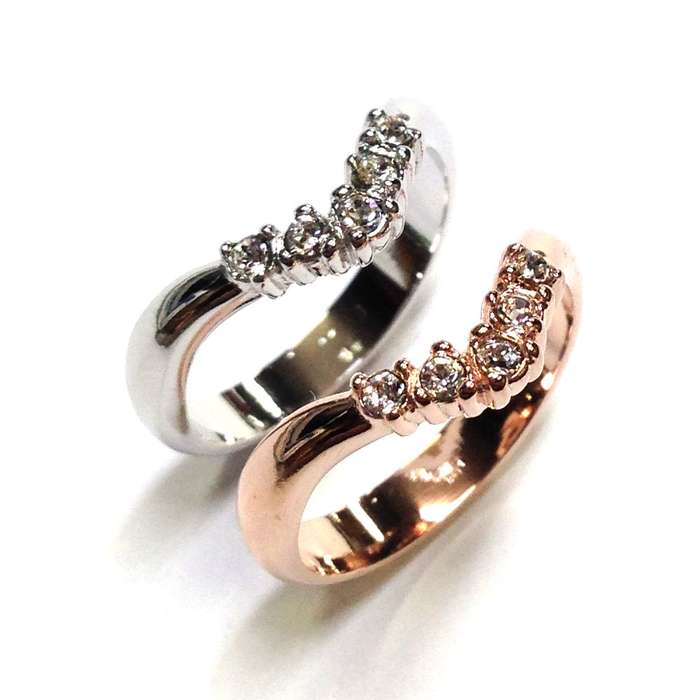 大きいサイズ レディース 指輪 リング アクセ Vラインリング スワロ スワロフスキー7号−15号