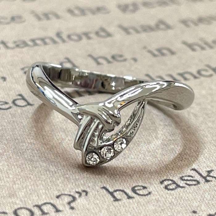 大きいサイズ レディース 指輪 リング アクセ リーフデザインリング スワロ スワロフスキー7号-15号