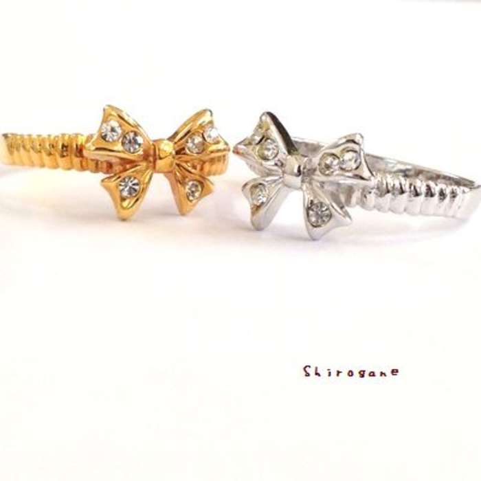 大きいサイズ レディース 指輪 リング アクセ リボンデザインリング スワロフスキー スワロ7号−15号