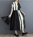 【最大50%~30%offクーポン対象】予約商品 大きいサイズ レディース 大人 半袖 ワンピース バスト下切替デザイン フレアワンピース ロング ワンピース 大人 30代 40代 50代(4)