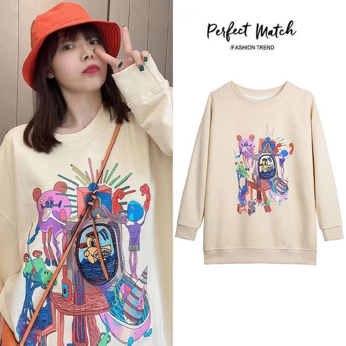 冬新作 予約商品 大きいサイズ レディース POPプリントデザイン 裏起毛 スウェット トップス オーバーサイズ LL 3L 4L 韓国ファッション カジュアル かわいい LL-4L 大人 30代 40代 50代 冬服 202311