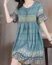 【半額 50%offクーポン対象】春新作 予約商品 大きいサイズ レディース ワンピース ひざ丈 半袖 エスニック 切替 大人 30代 40代 50代 春服 春服