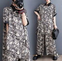 【9日限定!!45%offクーポン対象】春新作 予約商品 大きいサイズ レディース 上下セット セットアップ シャツ パンツ 花柄 ボタニカル アロハ フリーサイズ 大人カジュアル