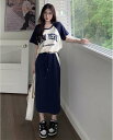 春新作 予約商品 大きいサイズ レディース 上下セット セットアップ tシャツ 半袖 スカート ウエストゴム 韓国ファッション M L LL 3L 4L 5L ...