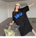 夏新作 予約商品 ワンピース tシャツ 半袖 膝丈 カジュアル トップス プリント チュニック 大きいサイズ レディース レディース 大人 30代 40代 50代 春服 2025春夏新作