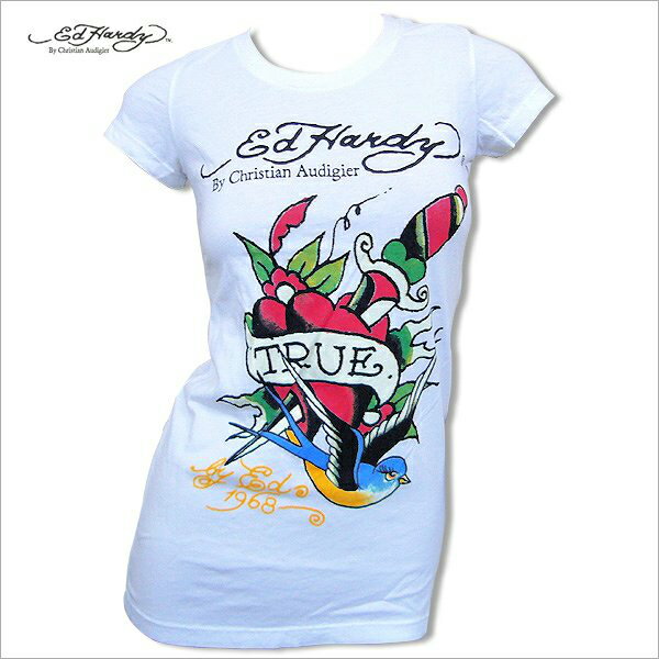 Rakuten - 送料無料 レディース　 半袖　Tシャツ　エドハーディー　Ed Hardy トゥルースワロー　アメカジ　アメリカン　ロック　セレカジ　白　ホワイト