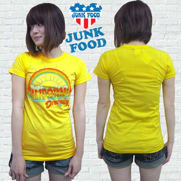 乐天商城 - 送料無料　レディース　半袖　Tシャツ　イエロー　JUNK FOOD ジャンクフード　カリフォルニア　ドリームス　　ハワイ　Sサイズ