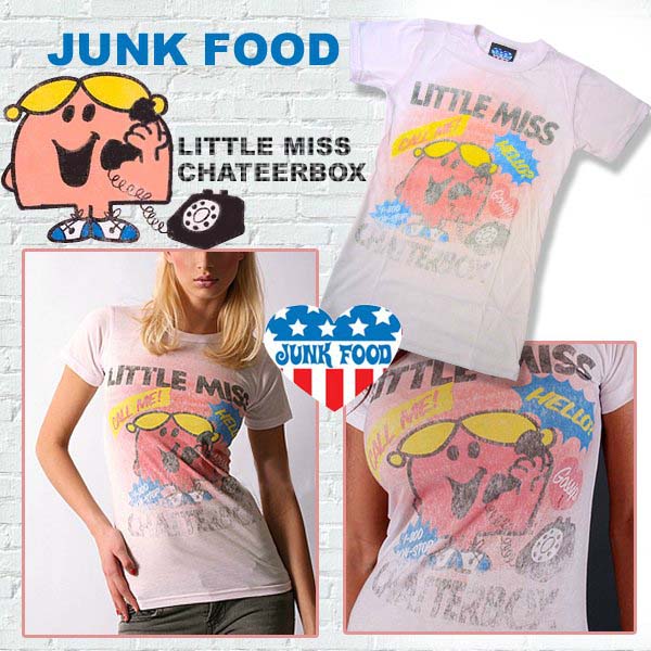 送料無料　レディース　半袖　Tシャツ　JUNK FOOD ジャンクフード　リトルミス チャターボックス ピンク　S　Mサイズ
