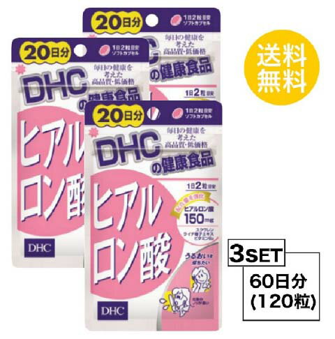 送料無料 3個セット DHC ヒアルロン酸 20日分 （40粒）ディーエイチシー サプリメント スクワレン ビタミンB サプリ 健康食品 粒タイプ お試しサプリ オリーブ油 ゼラチン グリセリン ミツロウ グリセリン脂肪酸エステル レシチン ライチ種子エキス末 ハリ 弾力 肌トラブル