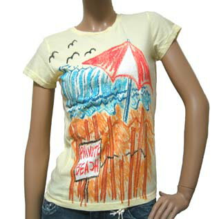 Rakuten - Made U Look レディース 半袖 Tシャツ　春　夏　イエロー　プリント　PRIVATE BEACH Tshirt　メイドユールック　Sサイズ