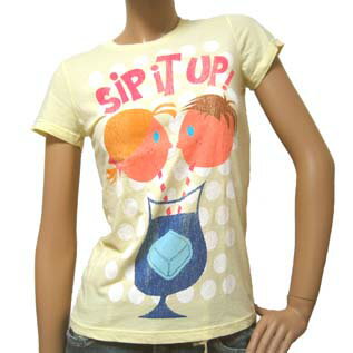 Rakuten - Made U Look レディース　Tシャツ 半袖　春　夏　イエロー　プリント　Sit it up Tshirt　メイドユールック