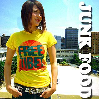 送料無料 レディース　Tシャツ　半袖　JUNK FOOD Free Tibet Watercolor Vintage Boy Solid Tee Bright Yellow　ジャンクフード フリーチベット　ウォーターカラー ヴィンテージボーイ　ソリッド　アメカジ　カジュアル　春　夏　イエロー