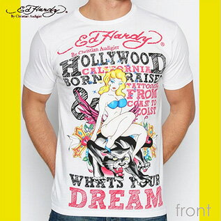 送料無料 Tシャツ 半袖 エドハーディー Ed Hardy Mens Phrase Rhinestone Tee Hollywood White ed-94 メンズ フレーズ　ハリウッド ラインストーン　ホワイト ed-94