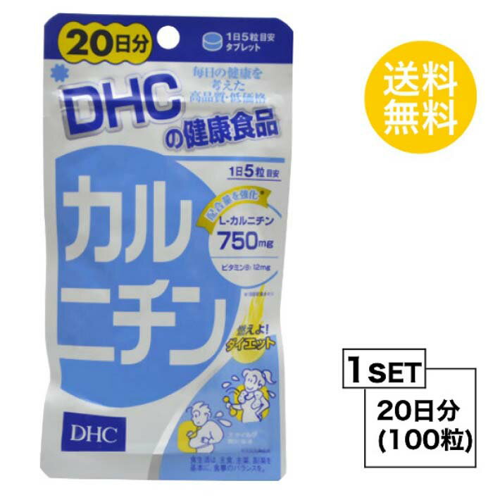 送料無料 DHC カルニチン 20日分（100粒） ディーエイチシー L-カルニチン ビタミン セルロース ステアリン酸Ca 糊料 ヒドロキシプロピルセルロース 二酸化ケイ素粒タイプ シェイプアップ デトックス 体脂肪 燃焼系 筋肉 疲労 肥満 体重増加 お試し 飲みやすい 通販 体づくり