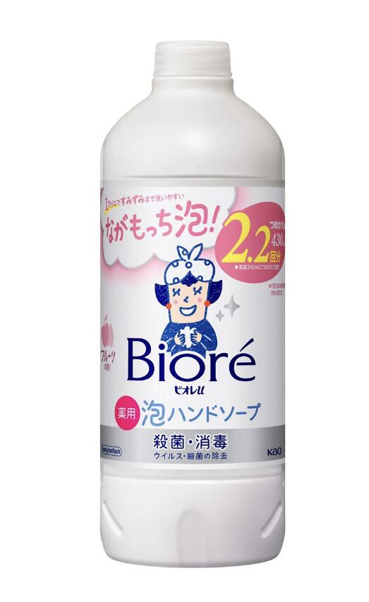 ビオレu 泡ハンドソープ フルーツ つめかえ用 430mlハンドソープ ボディウォッシュ ボディケア スキンケア 薬用 肌荒れ カサつき うるおい 泡 除菌 消毒 殺菌 ソープ 詰め替え biore ビオレ 花王 おすすめ 人気