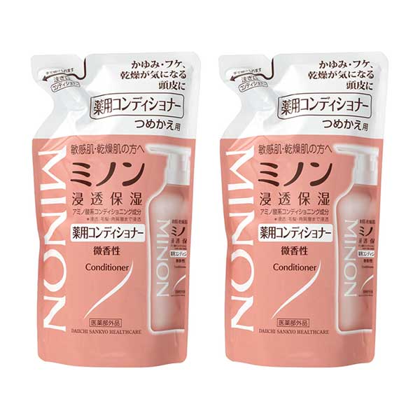 【2セット】 ミノン 薬用コンディショナー つめかえ用 380mL ヘアコンディショナー アミノ酸 保湿 敏感肌 低刺激 詰め替え 詰替 パウチ minon 第一三共ヘルスケア まとめ買い