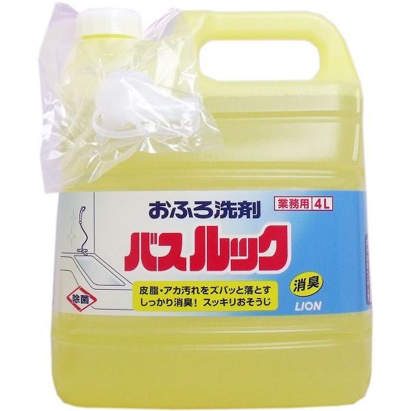 業務用 バスルック 4L 洗剤 バス お風呂 浴槽 浴室 すっきり すすぎ 泡切れ 超速 簡単 クイック 除菌 消臭スーパークリーン 大容量LION ライオン 業務用 爽やか 芳香 つぶせる容器 きれい つめかえ 詰替え