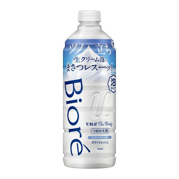 2本セット ビオレu ザ ボディ 泡タイプ ピュアリーサボンの香り 詰替え用 440ml ボディーソープ ボディウォッシュ ボディケア スキンケア biore 花王 高潤滑処方生クリーム泡 素肌のバリア 弱酸性 メッシュポンプ 潤い もちもち肌 肌に優しい 肌ケア 全肌質 美肌 日本製