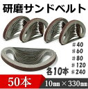 ベルトサンダー 研磨サンドベルト 10 X 330 交換ベルト 5種類×各10本 330mm 10mm 50本セット サンドペーパー ヤスリ 研磨機 研磨 通販 おすすめ 人気 DIY 工具 即納 40 60 80 120 240