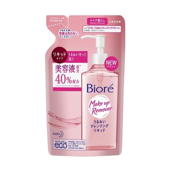 ビオレ うるおい クレンジングリキッド 詰替用 210ml biore 花王 クレンジング メイク落とし すっきり リキッド 美容液 フローラルの香り グリセリン PPG-9ジグリセリル ユニセックス お風呂 就寝前 落ちる マッサージ 肌ケア いい匂い 乾燥肌 普通肌 つっぱらない 日本製