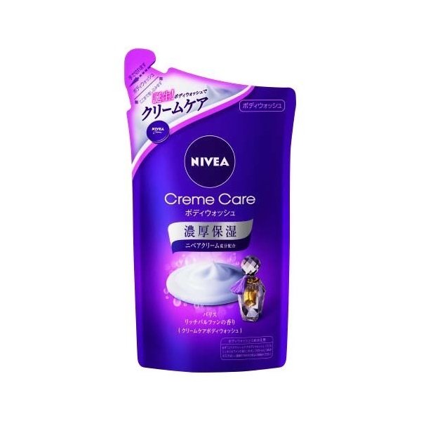 送料無料 NIVEA ニベア クリームケア ボディウォッシュ パリスリッチパルファンの香り 詰替え用 360ml ボディソープ 泡 スキンケア 保湿 花王 W濃厚保湿 シアバターS配合 ユニセックス ニベアクリーム成分 運動 スポーツ お風呂 就寝前 いい匂い 肌に優しい 全肌質 日本製
