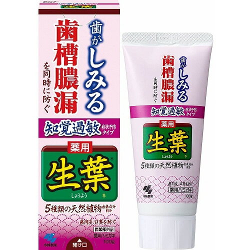 生葉 しょうよう 知覚過敏ケアタイプ 100g 和漢ハーブの香味 デンタルケア 歯磨き粉 はみがき 歯 歯ぐき 殺菌 口臭 小林製薬 医薬部外品 5種類の天然植物由来成分配合 ブラッシング ヒドロキシエチルセルロース ヒノキチオール