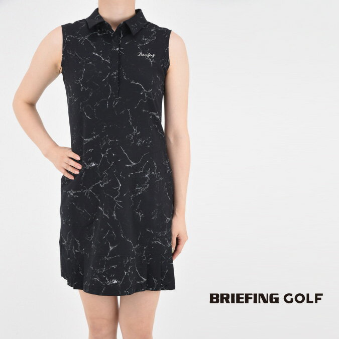 BRIEFING GOLF ブリーフィング ゴルフ TIE DYE NO SLEEVE ONE PIECE レディース ポロ ワンピース ノースリーブ ミニ丈 ショート丈 膝上丈 ストレッチ タイダイ柄 吸水速乾 アーバンゴルフ BRG231W55 ラウンドスタイルの主役アイテムとして最適な1着 落ち着いた配色で存在感あるタイダイ柄を上品に表現。顔回りをすっきり見せる比翼仕立ての襟元。裾部分を切り替えプリーツをあしらうことで、カジュアルなシャツワンピに女性らしさをプラス。汗を素早く吸収し蒸発させる、吸水速乾性に優れた素材を使用。内部の蒸れを軽減することで、快適な穿き心地が持続。縦横の伸縮性に優れる2WAYストレッチも兼ね備え、アクティブなシーンでの着用に最適。 URBAN COLLECTION BRIEFING GOLFのコンセプトである「URBAN GOLF」を体現するウェアコレクション。スポーティかつエレガンスで、ハイテクなマテリアルを採用したラインナップをお届けします。 ブランドコンセプト BRIEFING（ブリーフィング）が培ってきたミリタリズムをベースに、継続性のある機能美を追求し「都会とアウトドアをブリッジする」スタイリッシュなゴルフウェアやゴルフバッグをはじめとしたアイテムを展開。コンセプトに「URBAN GOLF」を掲げ、着心地の良い機能性素材やフェアウェイに映える流麗なシルエットなど、ゴルフ特有の機能性や美学をデザインソースに落とし込みながら、大人のクリーンで洗練されたスタイルをお届けしています。 ■設立年：1988■創業/拠点：日本■デザイナー：中川有司TIE DYE NO SLEEVE ONE PIECE BRIEFING ラウンドスタイルの主役アイテムとして最適な1着 商品説明 落ち着いた配色で存在感あるタイダイ柄を上品に表現。顔回りをすっきり見せる比翼仕立ての襟元。裾部分を切り替えプリーツをあしらうことで、カジュアルなシャツワンピに女性らしさをプラス。汗を素早く吸収し蒸発させる、吸水速乾性に優れた素材を使用。内部の蒸れを軽減することで、快適な穿き心地が持続。縦横の伸縮性に優れる2WAYストレッチも兼ね備え、アクティブなシーンでの着用に最適。 URBAN COLLECTION BRIEFING GOLFのコンセプトである「URBAN GOLF」を体現するウェアコレクション。スポーティかつエレガンスで、ハイテクなマテリアルを採用したラインナップをお届けします。 Detail 詳細 カラー：ブラック 素材：[本体]ポリエステル73％ レーヨン22％ ポリウレタン5％ [インナーパンツ]ポリエステル92％ ポリウレタン8％ モデル着用サイズ：S 157cm(肩幅広め) SIZE CHART サイズチャート(cm) サイズ肩幅着丈身幅ウエストヒップ裾幅 S32.081.540.039.047.057.0 M33.084.042.041.049.060.0