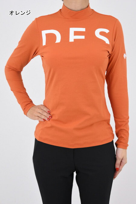 【返品不可】DESCENTE GOLF デサントゴルフ レディース ソフトストレッチ ロゴプリント シャツ ブラカップ付き 長袖 モックネック スポーツ アウトドア ファッション S-L DGWUJB03