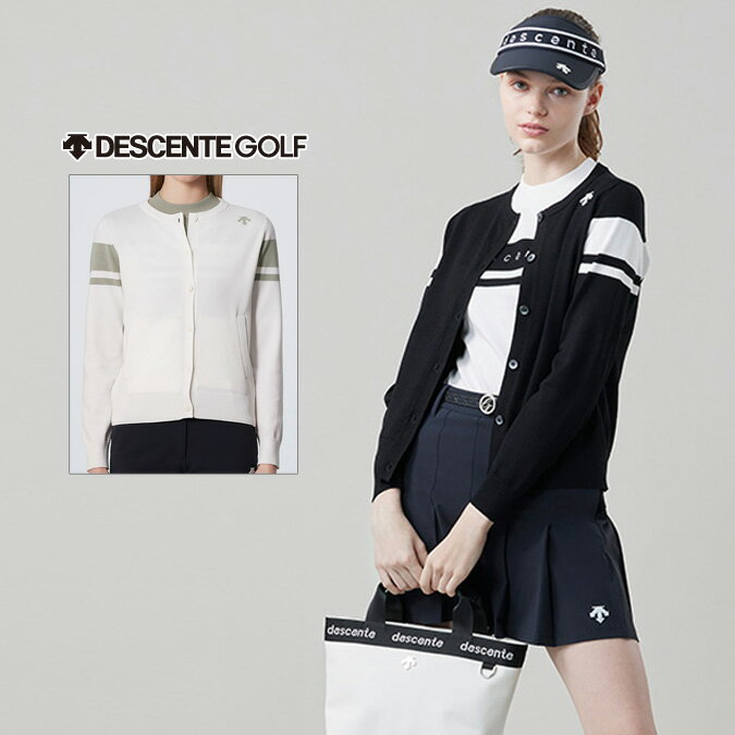 DESCENTE GOLF デサントゴルフ レディース ニットカーディガン クルーネック 長袖 スポーツ アウトドア ファッション S-L DGWXJL01