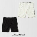 【WINTER SALE】【返品不可】LUXEAKMPLUS リュクスエイケイエムプラス メンズ サイドロゴ ハーフ スラックス 膝上丈 4wayストレッチ ス...