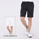 【WINTER SALE】【返品不可】LUXEAKMPLUS リュクスエイケイエムプラス メンズ 総柄ロゴ ハーフ スラックス 膝上丈 ストレッチ スポーツ ア...