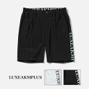 【WINTER SALE】【返品不可】LUXEAKMPLUS リュクスエイケイエムプラス メンズ サイドロゴ スーパーストレッチ ハーフパンツ 膝上丈 スポーツ...