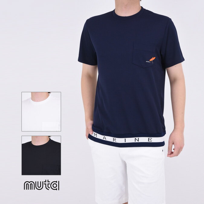 ムータ マリン ゴルフ ゴルフウェア メンズ muta MARINE ムータマリン GOLF ゴルフ メンズ レディース ヘムリブ Tシャツ クルーネック 半袖 胸ポケット 刺繍 メッシュ 速乾 アウトドア 4-8 S-XXL S-3L MMJC-434372