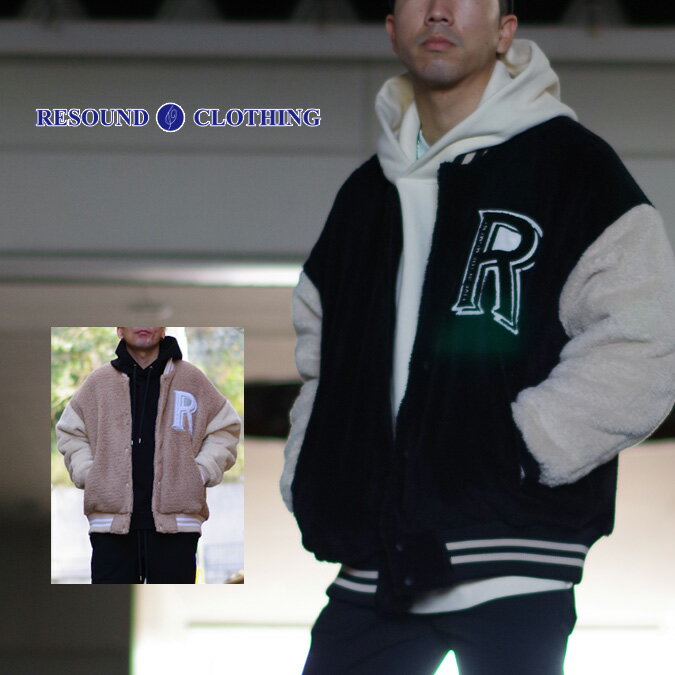 RESOUND CLOTHING リサウンド クロージング BOA OVER VARSITY JACKET メンズ ボア ドロップショルダースタジャン ラグジュアリー 西海岸 アメカジ 1-3 S-L RC29-JK-002